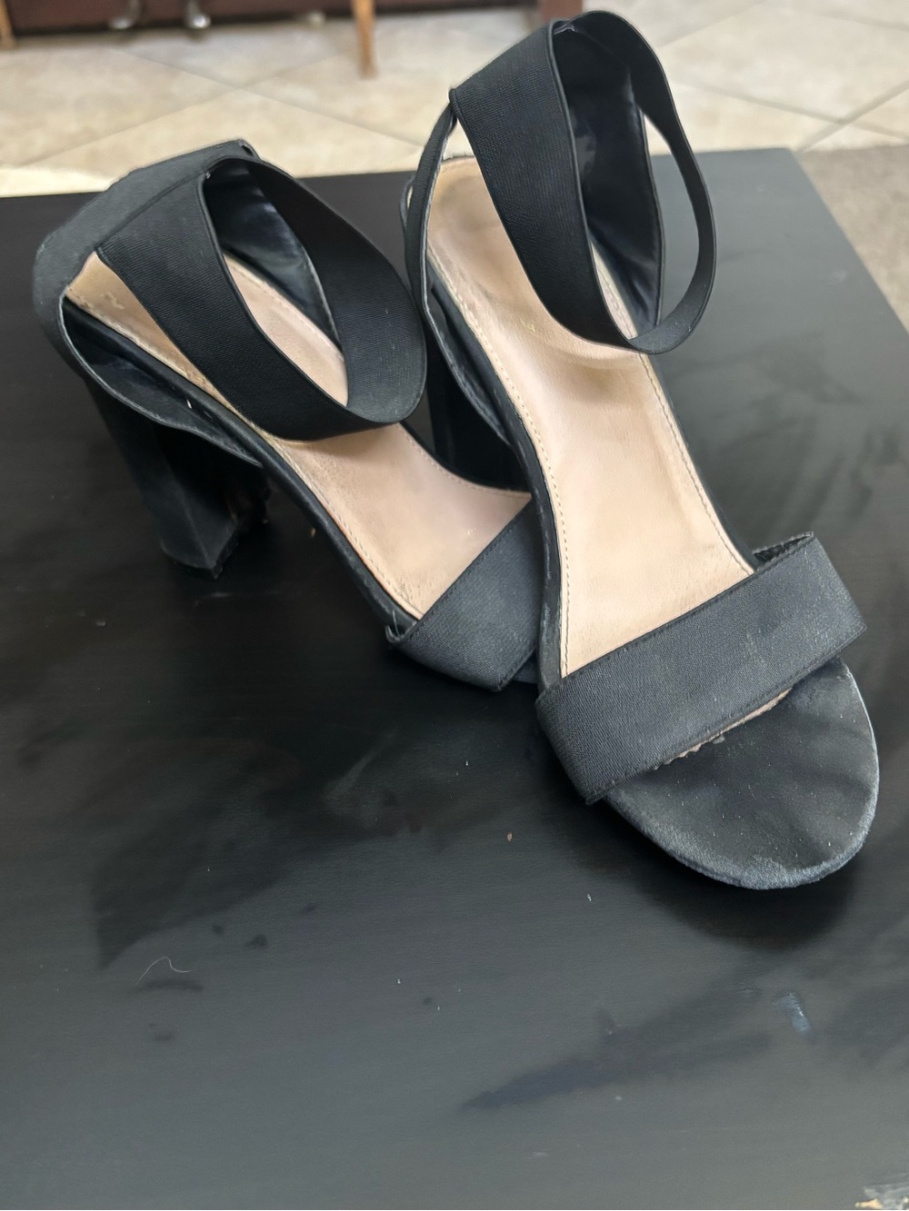 Black Strappy Block Heel Sandals
